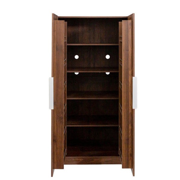 English Elm 62.99In Kitchen Pantry Cabinet - Stylish Walnut Buffet With Multi-Level Storage For Any Room W331S00157