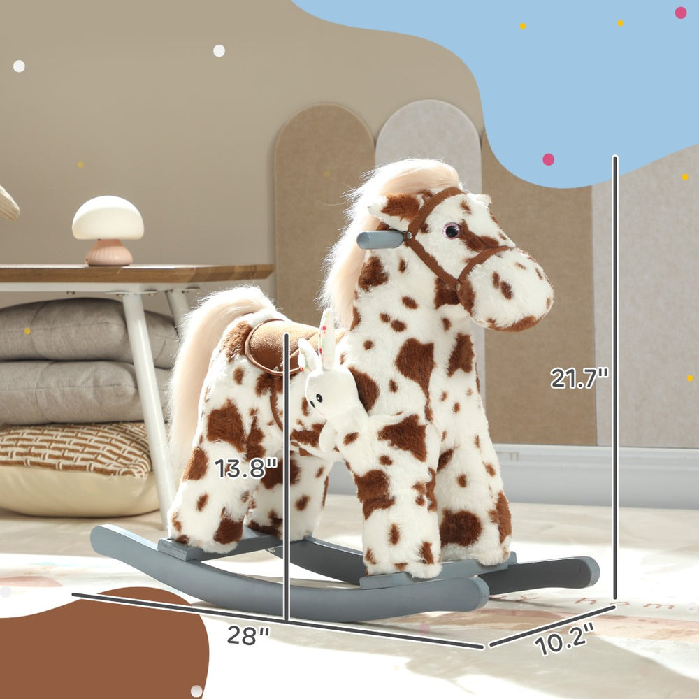 English Elm Kids Plush Rocking Horse with Sound Effects Soft Pp Cotton Toddler Ride on Toy T3971P442056