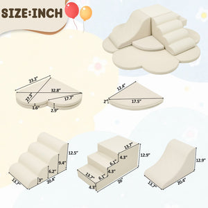 English Elm Soft High-density Foam Climbing Blocks 6-piece Toddler Play Set for Playroom Beige N710P414923K