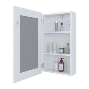 English Elm White Wall-Mounted Medicine Cabinet With Mirror – Stylish Storage Solution For Your Bathroom Essentials B062P252182-GIGA