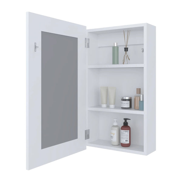 English Elm White Wall-Mounted Medicine Cabinet With Mirror – Stylish Storage Solution For Your Bathroom Essentials B062P252182-GIGA
