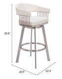 Bantry Swivel Barstool White 110046 Zuo Modern