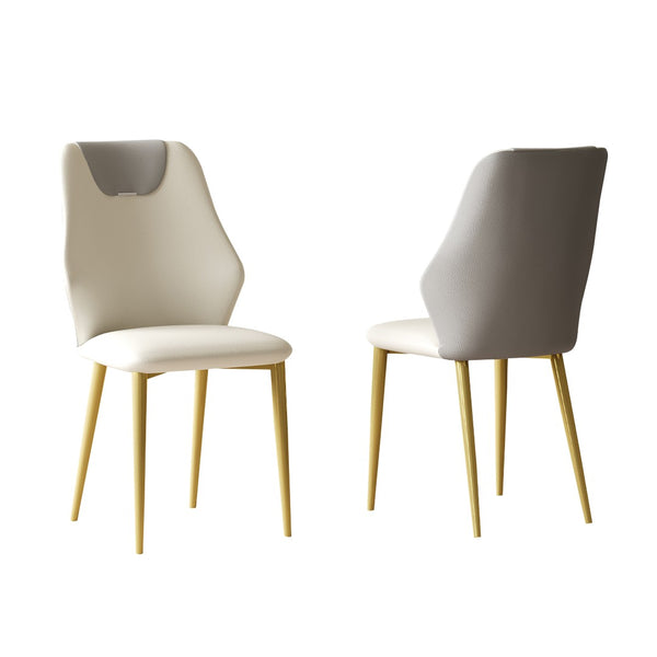 English Elm Set Of 2 Elegant Dining Chairs With Ergonomic Design, Pu Leather Seats, Gold-Plated Legs & Comfort W509P375684-GIGA