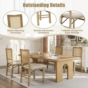 English Elm Scandinavian Solid Wood Dining Chairs with Woven Rattan Back Cushioned Seat Set of 2 W395P317025