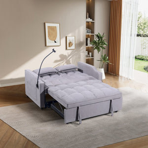 English Elm 1 Suede Futon Sofa Bed with Adjustable Backrest Usb Port and Swivel Phone Stand W3739P434532