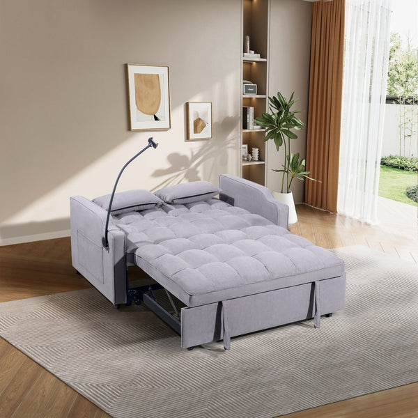 English Elm 1 Suede Futon Sofa Bed with Adjustable Backrest Usb Port and Swivel Phone Stand W3739P434532
