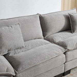 English Elm Corduroy Modern Sofa Sleeper Loveseat with Double-Layer Cushions, Two Pillows, Sturdy Frame 84" LIGHT GREY W676P227345