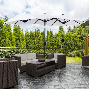 English Elm Outsunny 9.5' Double-Sided Patio Umbrella With Tilt & Crank, Large Canopy For Outdoor Shade & Style W2225P200475-GIGA
