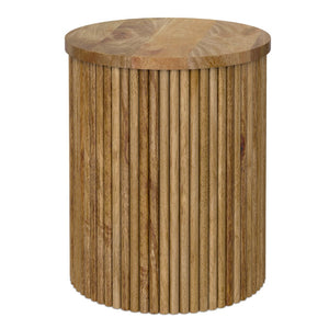 English Elm Demy Solid Mango Wood Accent Table with Reeded Base for Modern Living Spaces B136P420280