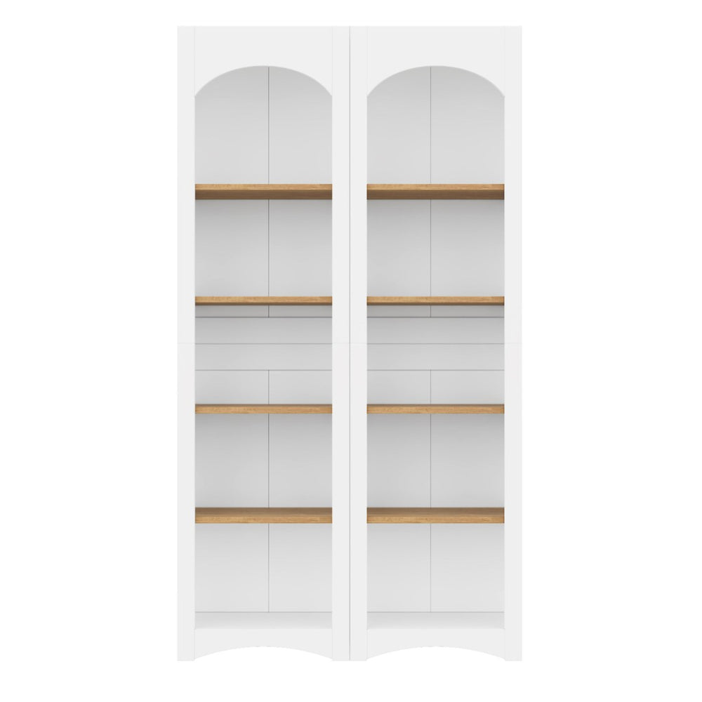 English Elm On-Trend 5 Tier Farmhouse Bookshelves Set Of 2, Stylish Two-Tone Storage Cabinets With Adjustable Shelves N721P245734K-GIGA