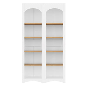 English Elm On-Trend 5 Tier Farmhouse Bookshelves Set Of 2, Stylish Two-Tone Storage Cabinets With Adjustable Shelves N721P245734K-GIGA