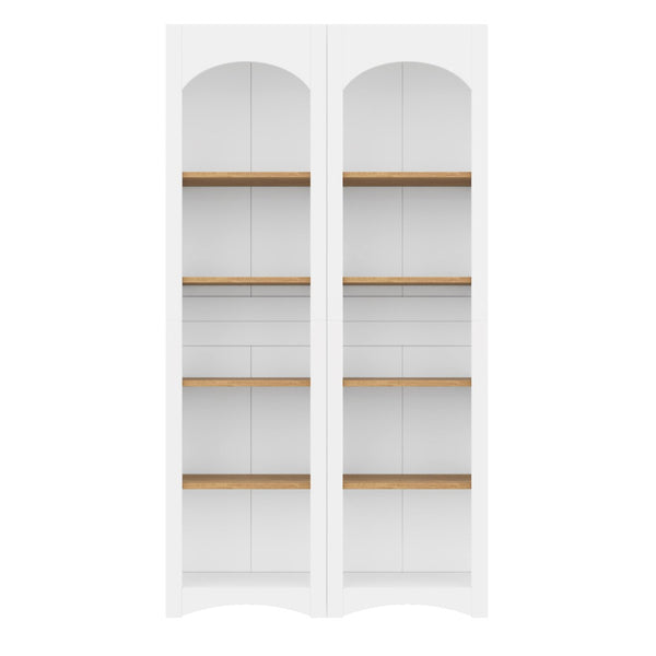 English Elm On-Trend 5 Tier Farmhouse Bookshelves Set Of 2, Stylish Two-Tone Storage Cabinets With Adjustable Shelves N721P245734K-GIGA