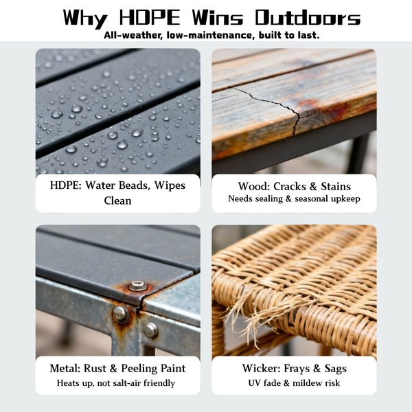 English Elm 3-Piece HDPE Outdoor Dining Set with Round Table and 2 Armless Chairs, Weatherproof Compact Bistro Gray W3566S00018