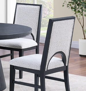 English Elm White Fabric Dining Chair Set of 2 – Cozy Upholstered Seat & Back, Arched Cutout, Sleek Frame Appeal Black,White 22 L x 41 W x 13 H B011P334826
