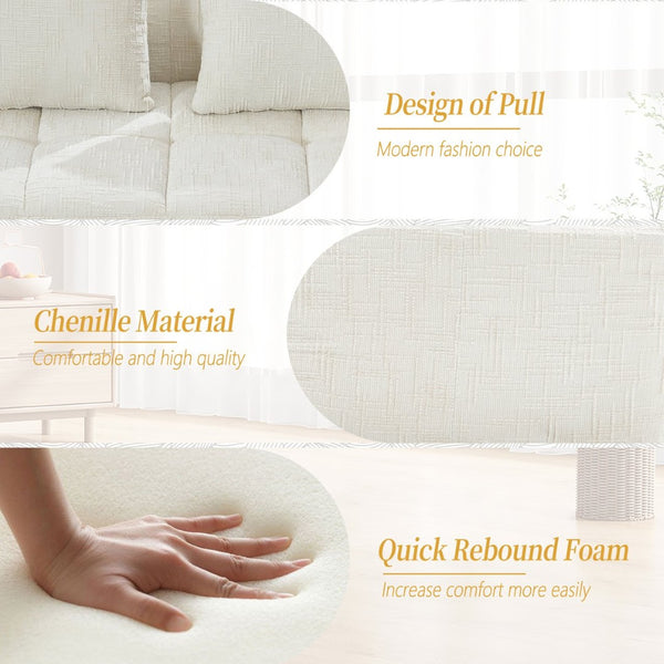 English Elm United Chenille Loveseat Sofa - Versatile Minimalist Sleeper For Cozy Living Room & Small Spaces W1568P255133-GIGA