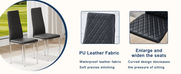 English Elm Office modern visitor chairs set of 8 — stylish leather-look reception seating, mid-back, durable frame, comfy cushions for meeting rooms and cafes Black W2920P303605