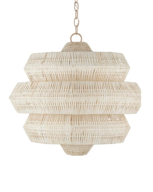 Currey & Company Antibes Grande White Chandelier - Stunning Bleached Rattan Design With 18 Lights For Bright Elegance Natural Rattan ,Wrought Iron 9000-1316-currey-company