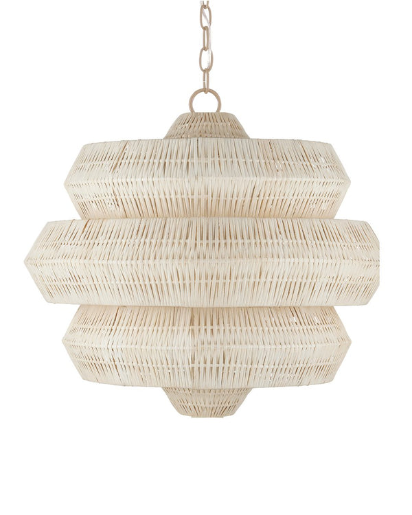 Currey & Company Antibes Grande White Chandelier - Stunning Bleached Rattan Design With 18 Lights For Bright Elegance Natural Rattan ,Wrought Iron 9000-1316-currey-company