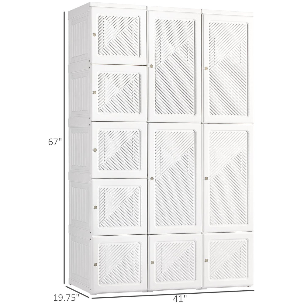 English Elm Homcom Portable Wardrobe Closet - Foldable Armoire With 11 Storage Compartments & Magnetic Doors W2225P173982