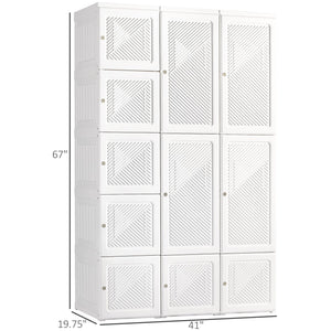 English Elm Homcom Portable Wardrobe Closet - Foldable Armoire With 11 Storage Compartments & Magnetic Doors W2225P173982