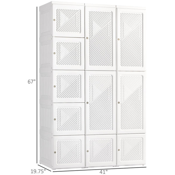 English Elm Homcom Portable Wardrobe Closet - Foldable Armoire With 11 Storage Compartments & Magnetic Doors W2225P173982