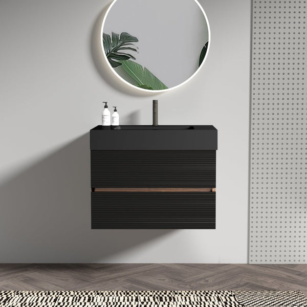 English Elm Alice Floating Bathroom Vanity Rosewood Finish Engineered Stone Basin Triple Drawer W1865S00185