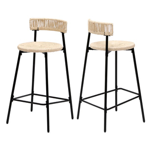 English Elm Counter Stools Set Of 2 - Chic Handwoven Paper Rope Bar Stools For Modern Boho Kitchen & Dining Spaces W1757P271584