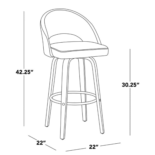English Elm Fixed-height Mid-century Barstools with Walnut Legs and Grey Upholstered Seats Set Black,White+Walnut B202S01940