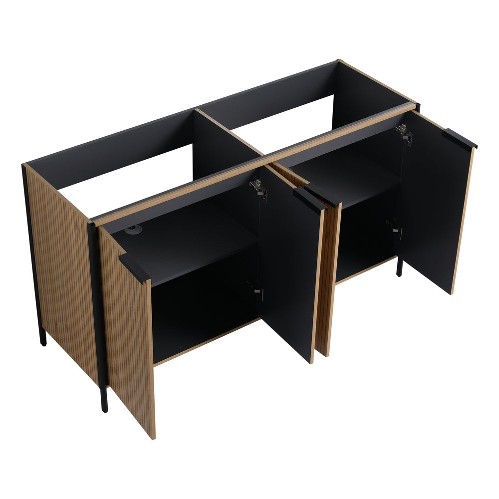 English Elm 60" Freestanding Bathroom Vanity with Soft-Close Hinges, Scratch & Water-Resistant Plywood, Spacious Storage W999P251009