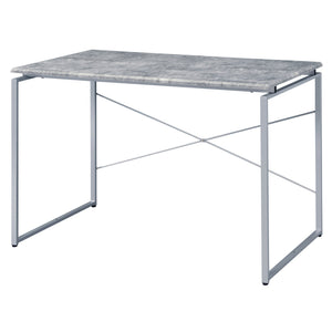 English Elm Grey Modern Writing Desk with Industrial Metal Sled Base, Spacious Wood Top for Home Office Use Grey+Silver B062P184549