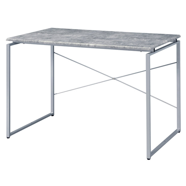 English Elm Grey Modern Writing Desk with Industrial Metal Sled Base, Spacious Wood Top for Home Office Use Grey+Silver B062P184549
