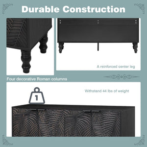 English Elm Vibe 47.2'' Stylish Modern Tv Stand With Solid Wood Legs, Spacious Storage & Anti-Tip Safety Design N724P233372B-GIGA