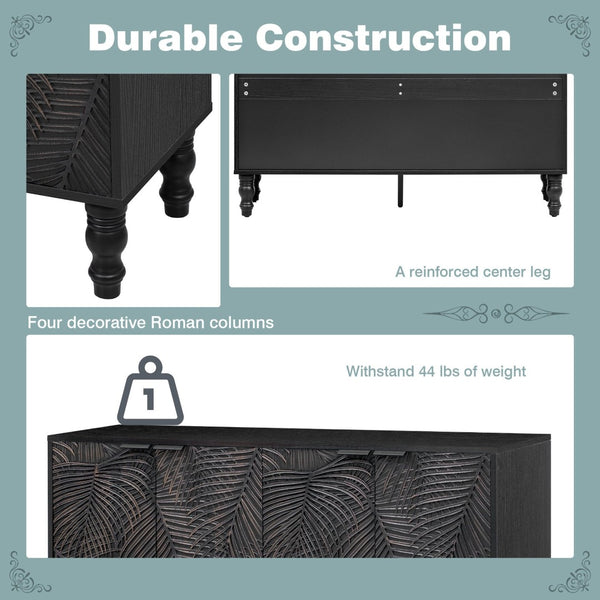 English Elm Vibe 47.2'' Stylish Modern Tv Stand With Solid Wood Legs, Spacious Storage & Anti-Tip Safety Design N724P233372B-GIGA