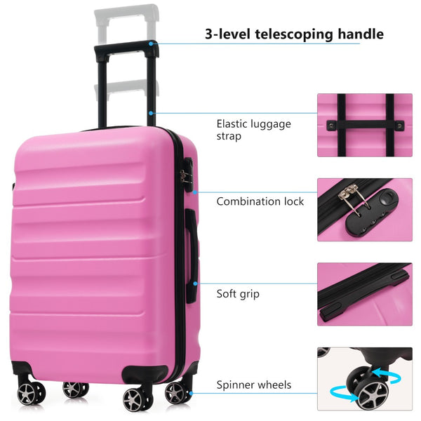 English Elm Hardshell Abs Four Piece Luggage Set with Spinner Wheels Tsa Lock Packing Cubes Pink N730P262653P