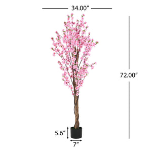 English Elm Christopher Knight Home® - 6' Olive Tree Faux Plant with Pre-Potted Black Plastic Base, Lifelike Leaves, Low Maintenance Décor Pink N772P286777P