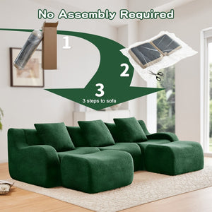 English Elm U-Shaped Plush Teddy Fabric Boneless Sofa - No Assembly, Ergonomic Curved Armrest, Anti-Slip Base W714S01442-GIGA