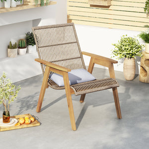 English Elm Christopher Knight Home® - Set of 2 Acacia Wood Lounge Chairs with Cushions — Teak Finish, Natural Wicker, Light Gray Fabric, 400lb Capacity, Patio Seating 26.5"W x 35.25"H 73165.00