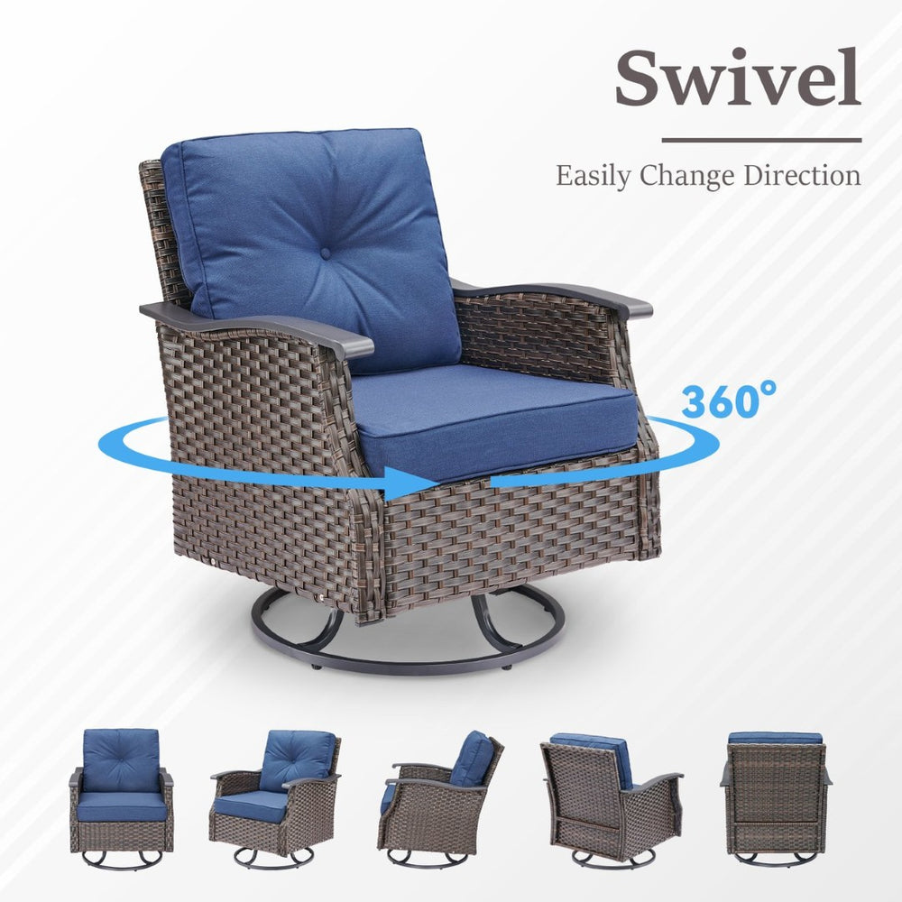 English Elm Outdoor Wicker Swivel Glider Chair Set Pe Woven Steel Frame Patio Seating Pair T3773P419699
