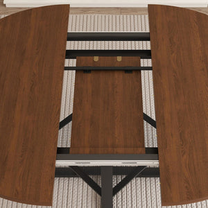 English Elm 59-inch Expandable Glass Top Dining Set Seats 8 with Upholstered Chairs X-base W2700S00112