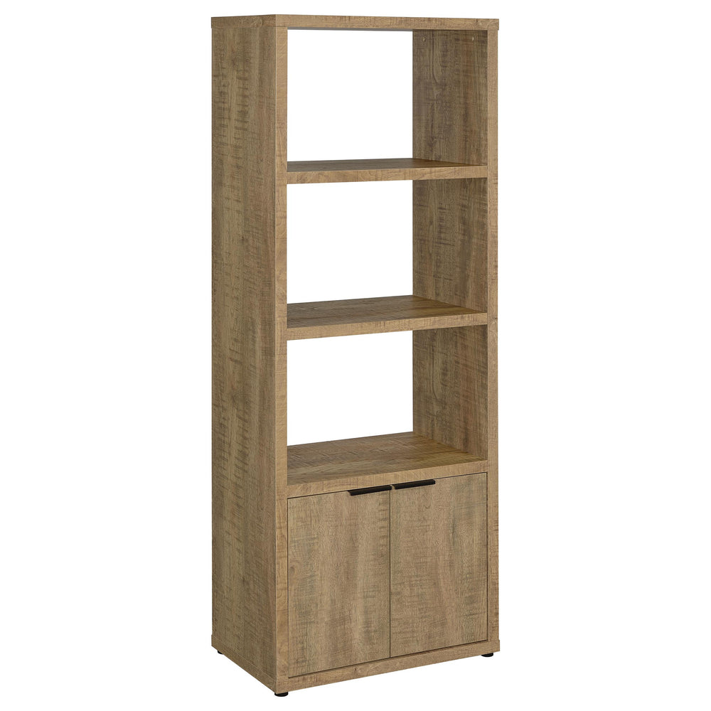 English Elm Noriega Mango 3-Shelf Media Tower Bookcase with Lower Melamine Cabinet, Rustic Saw-Mark Finish, Compact Storage and Display Solutions for Books, Decor and Electronics B062P375542