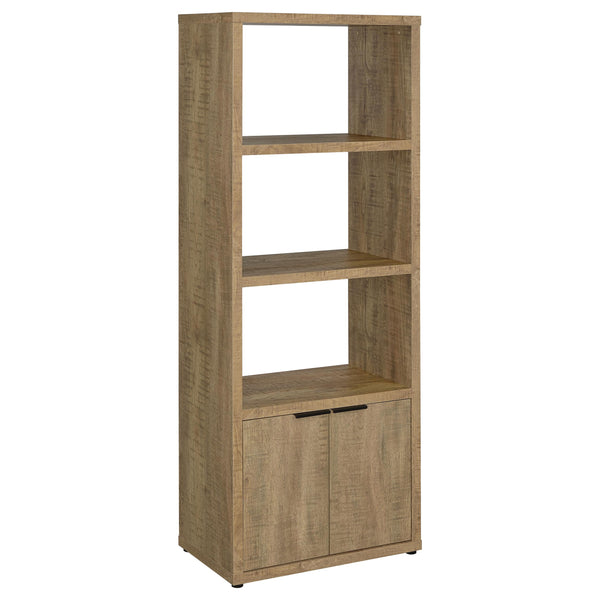 English Elm Noriega Mango 3-Shelf Media Tower Bookcase with Lower Melamine Cabinet, Rustic Saw-Mark Finish, Compact Storage and Display Solutions for Books, Decor and Electronics B062P375542