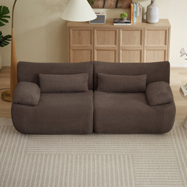 English Elm Loveseat Corduroy Cloud Couch Modular Boneless Sofa for Comfortable Living Room Lounging Brown W2339P461285