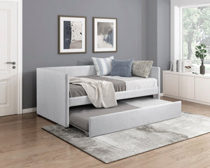English Elm 1pc Trudy Daybed with Trundle Upholstered Fabric Modern Wooden Frame Versatile Guest Sofa Bed Gray 82.5 L x 33 W x 6.5 H B011P256690