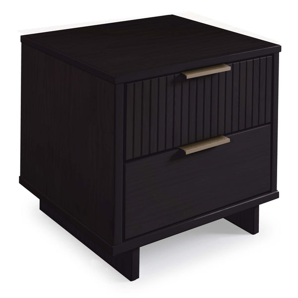 English Elm Granville 18" Black Nightstand – Chic 2-Drawer Design With Glam Gold Handles & Modern Style B365P398527