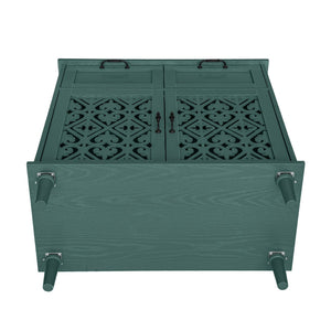 English Elm 2 Door 2 Drawer Cabinet with Solid Wood Feet, Smooth Slide Rails, Anti-Tip Lock, Easy Clean Surface Dark Green W688P179038