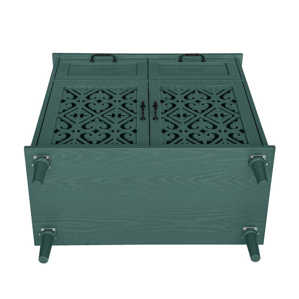 English Elm 2 Door 2 Drawer Cabinet with Solid Wood Feet, Smooth Slide Rails, Anti-Tip Lock, Easy Clean Surface Dark Green W688P179038