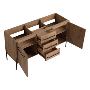 English Elm 60" Freestanding Bathroom Vanity with Soft-close Doors and Three Drawer Storage W999P405133