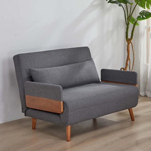 English Elm TRIO Extra Loveseat sleeper sofa bed converts in 10s with 3-position backrest, breathable linen, silent hinges for small spaces Grey W3391P325417