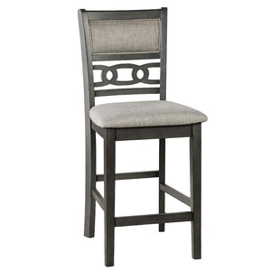 English Elm Transitional Counter Height 3pc Dining Set with USB Charging, Storage Shelves & Padded Seats Gray 45 L x 5 W x 15 H B2741P384395