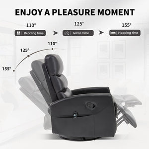 English Elm Heat Massage Rocker Swivel Recliner with 8 Vibrating Nodes Fabric Living Room Chair W3224P321856